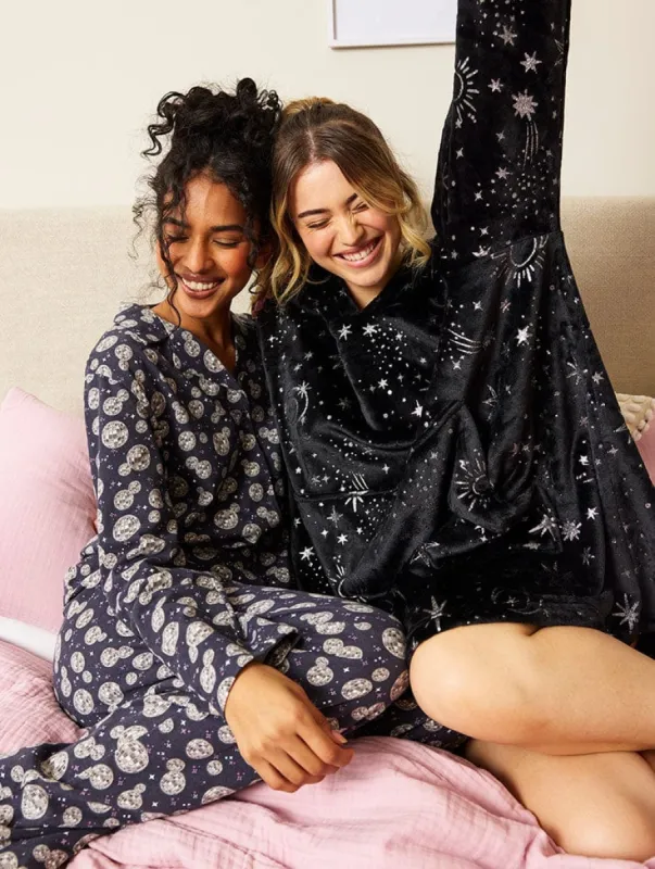 Starry Night Blanket Hoodie in Black & Silver sold by Skinnydip London