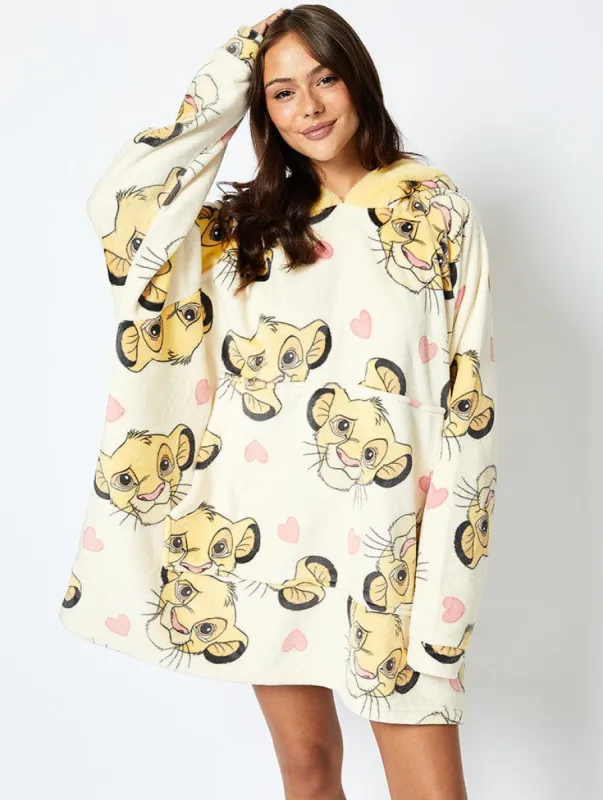 Disney Simba Blanket Hoodie in Cream sold by Skinnydip London