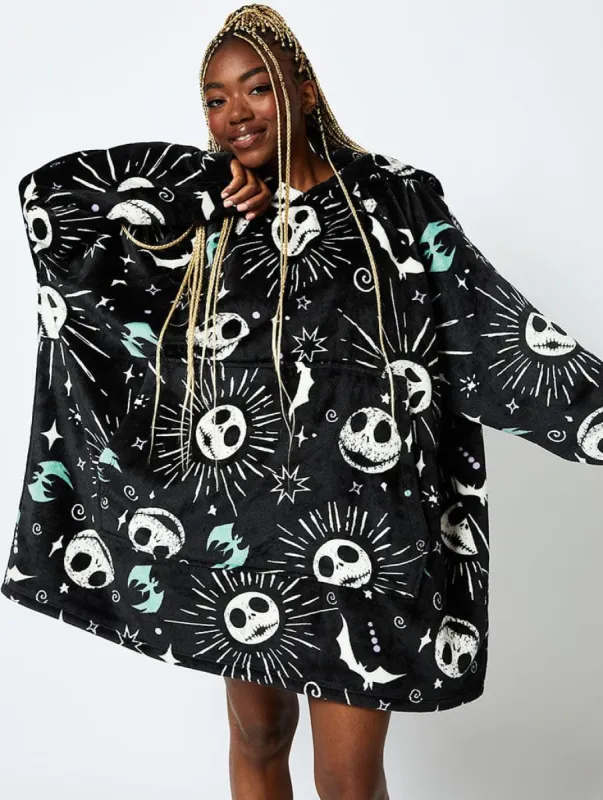 Disney Nightmare Before Christmas Jack Blanket Hoodie in Black sold by Skinnydip London