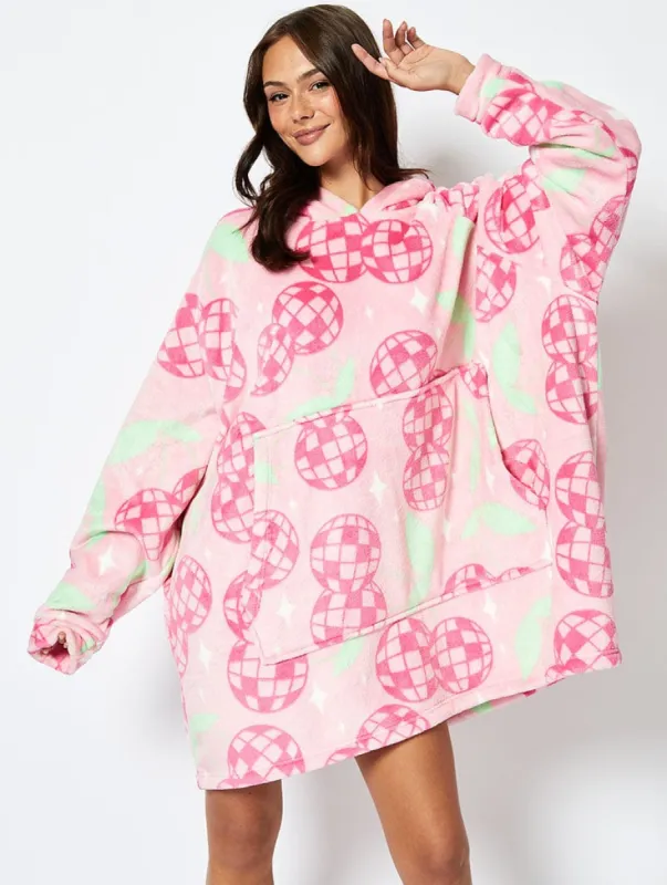 Disco Cherry Blanket Hoodie in Pink sold by Skinnydip London