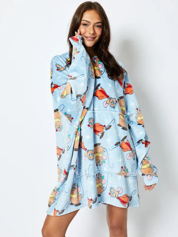 Disney Jaq and Gus Blanket Hoodie in Blue sold by Skinnydip London