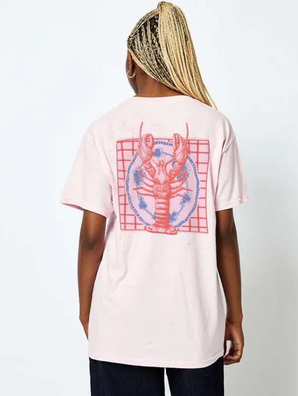 Lobster Dish T-Shirt in Pink sold by Skinnydip London