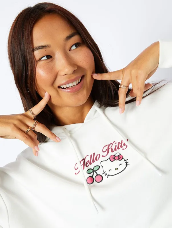 Hello Kitty x Skinnydip Fruit Hoodie in Ecru sold by Skinnydip London