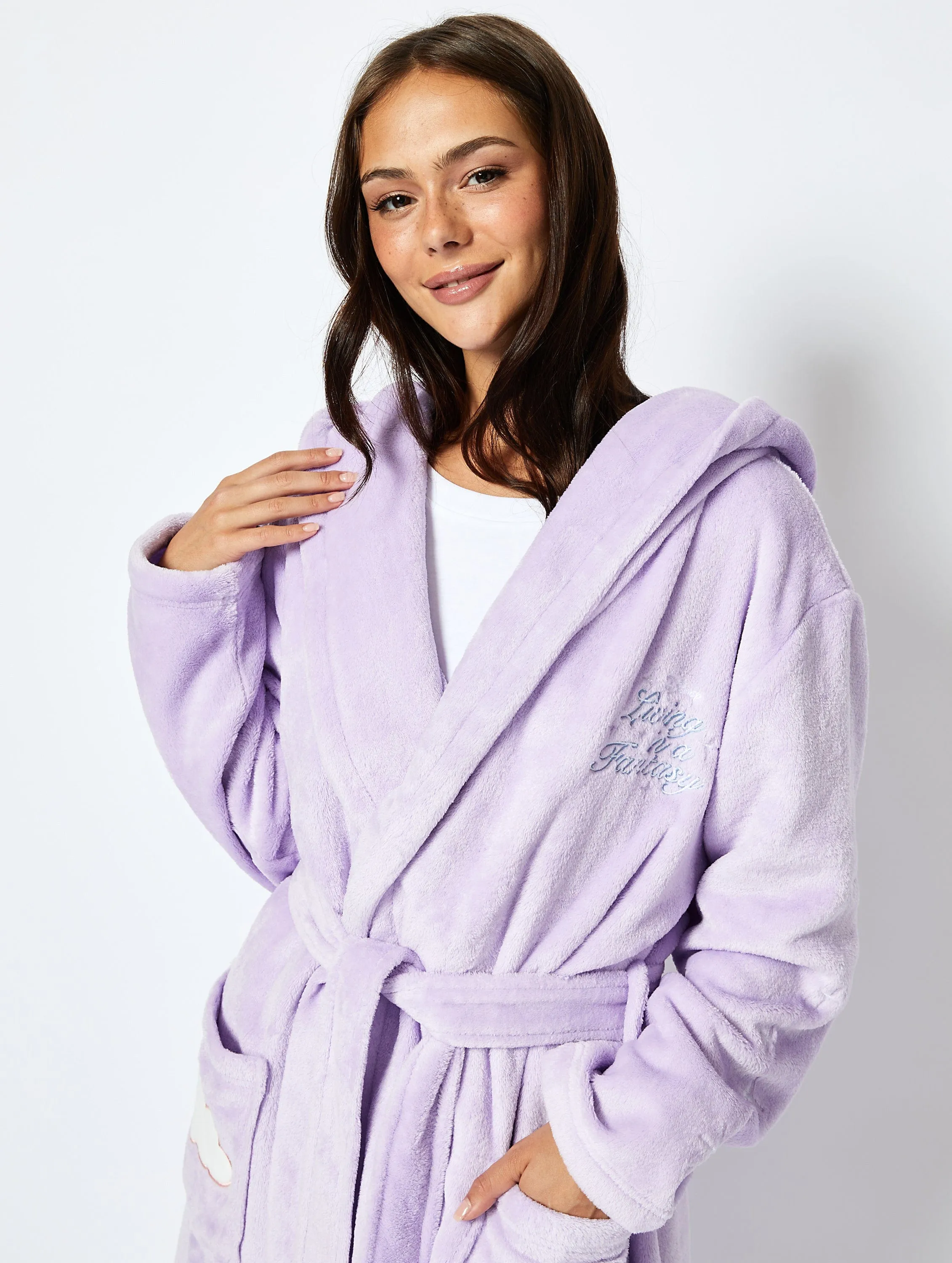 Disney Living In a Fantasy Dressing Gown in Lilac sold by Skinnydip London