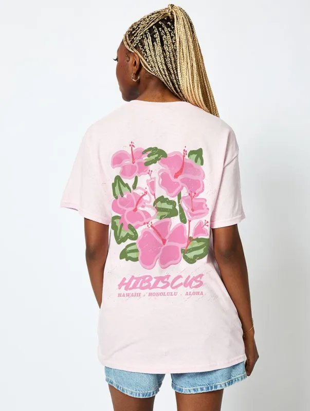 Hibiscus T-Shirt in Pink sold by Skinnydip London