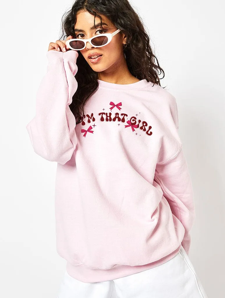 I'm That Girl Sweatshirt in Pink sold by Skinnydip London