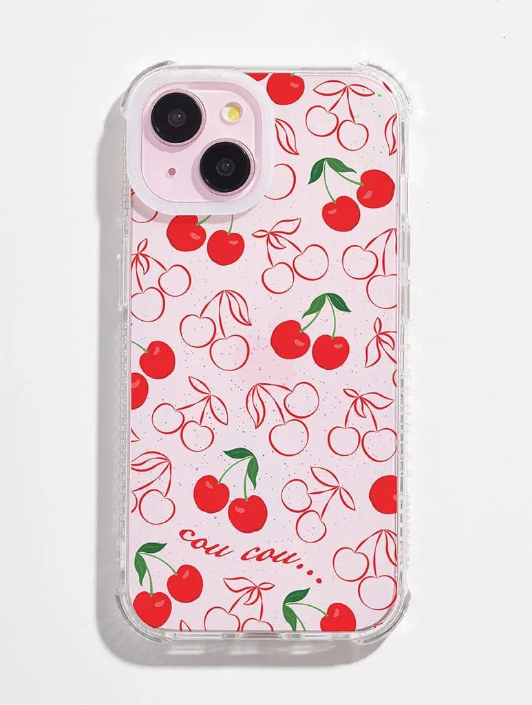Cherry Print Glitter Shock iPhone Case sold by Skinnydip London