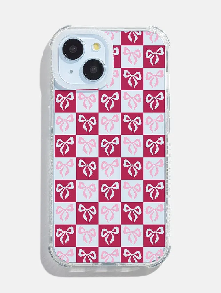 Bow Checkerboard Shock iPhone Case sold by Skinnydip London