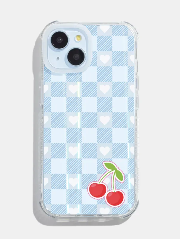 Blue Cherry Gingham Shock iPhone Case sold by Skinnydip London