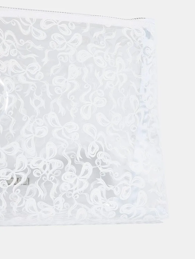 White Bow Swirl Wash Bag sold by Skinnydip London product image thumbnail 4