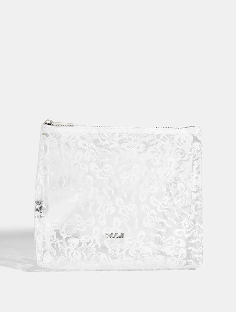 White Bow Swirl Wash Bag sold by Skinnydip London