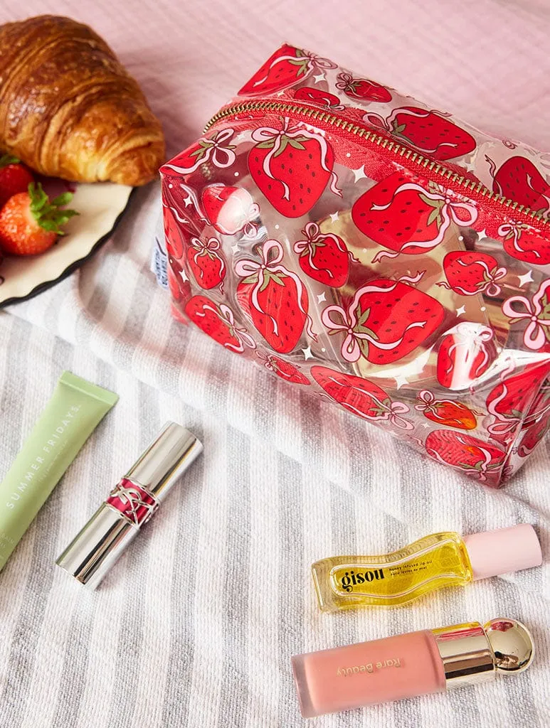 Strawberry Bow Make Up Bag sold by Skinnydip London