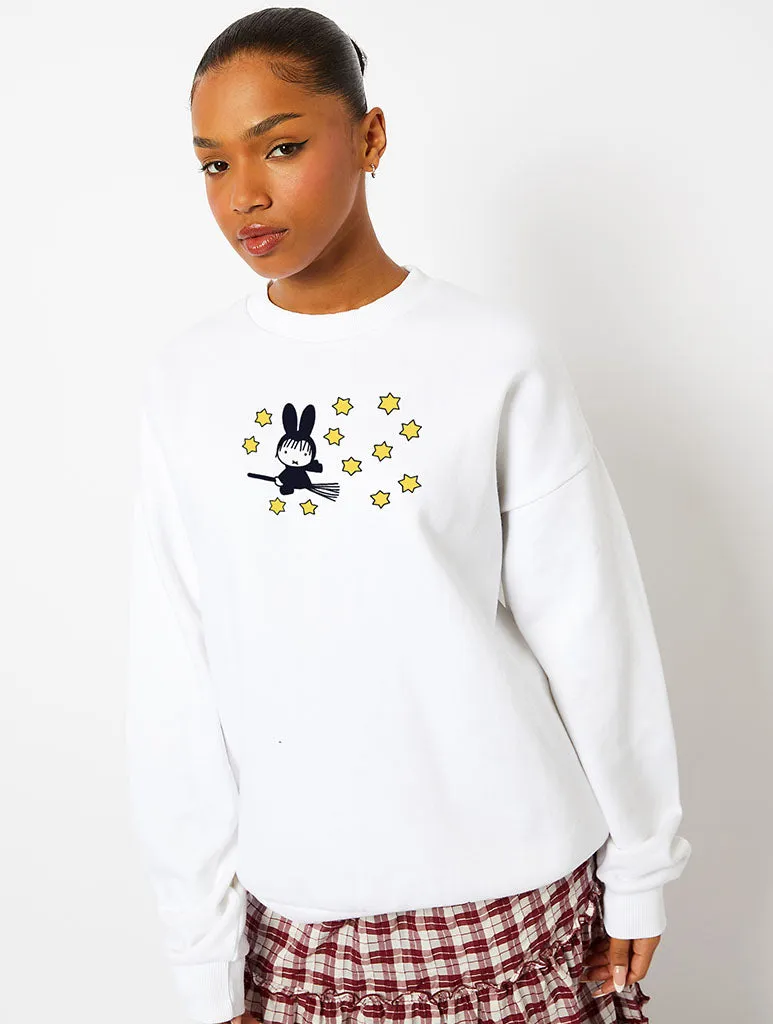 Miffy x Skinnydip Broomstick Sweatshirt in Ecru sold by Skinnydip London