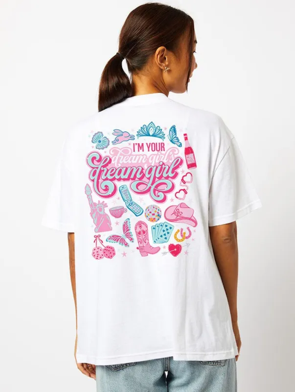Chappell Sticker T-Shirt in Ecru made by Skinnydip London