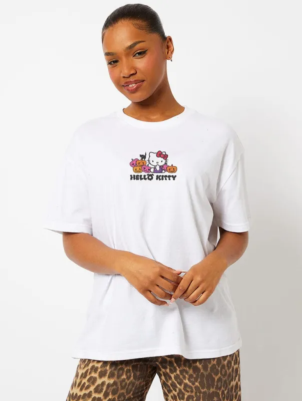 Hello Kitty x Skinnydip Pumpkin T-Shirt in Ecru sold by Skinnydip London