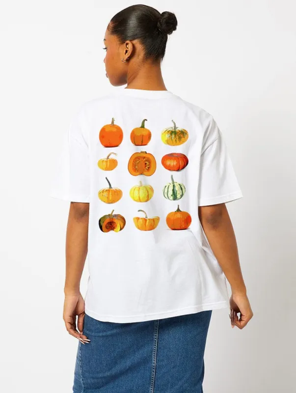 Pumpkin Grid T-Shirt In Ecru sold by Skinnydip London