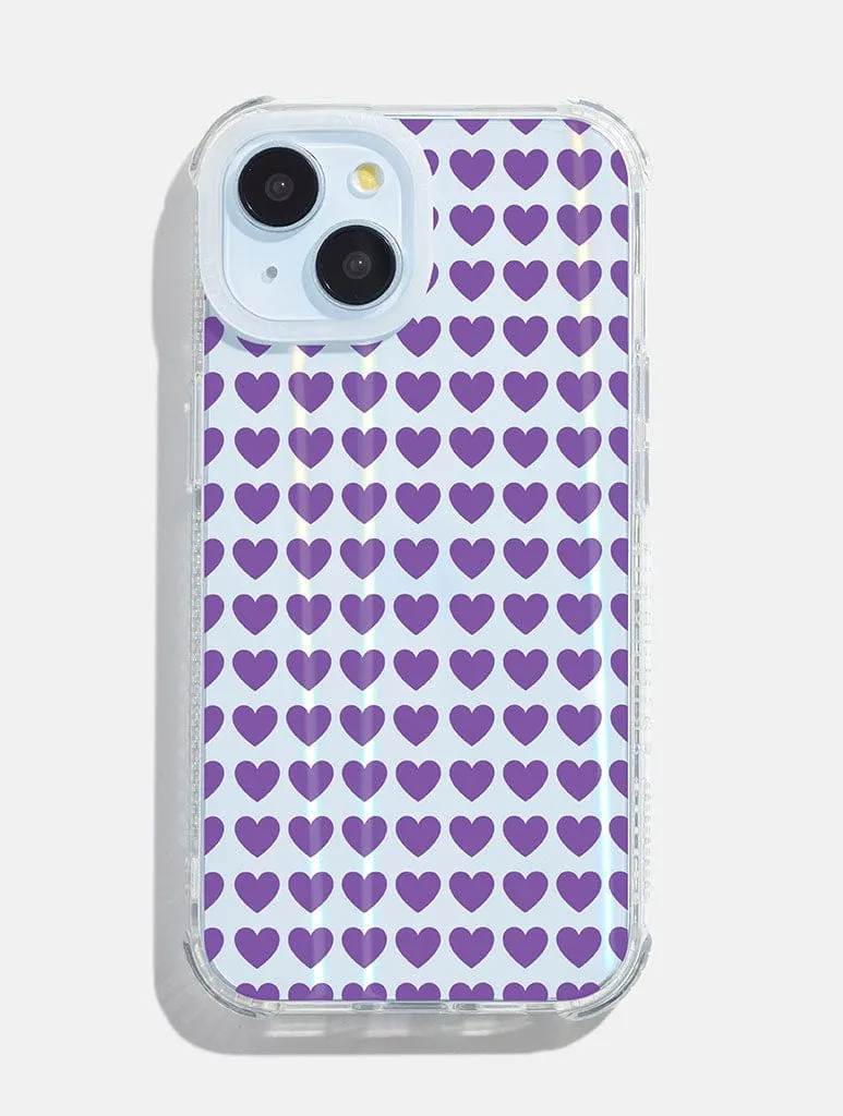 Purple Heart Repeat Holo Shock iPhone Case sold by Skinnydip London