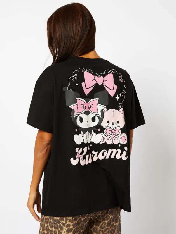 Hello Kitty x Skinnydip Kuromi Teddy T-Shirt in Black sold by Skinnydip London