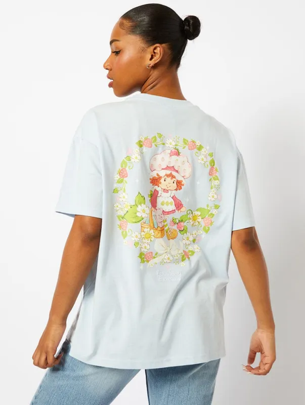 Strawberry Shortcake x Skinnydip Flower T-Shirt in Light Blue sold by Skinnydip London