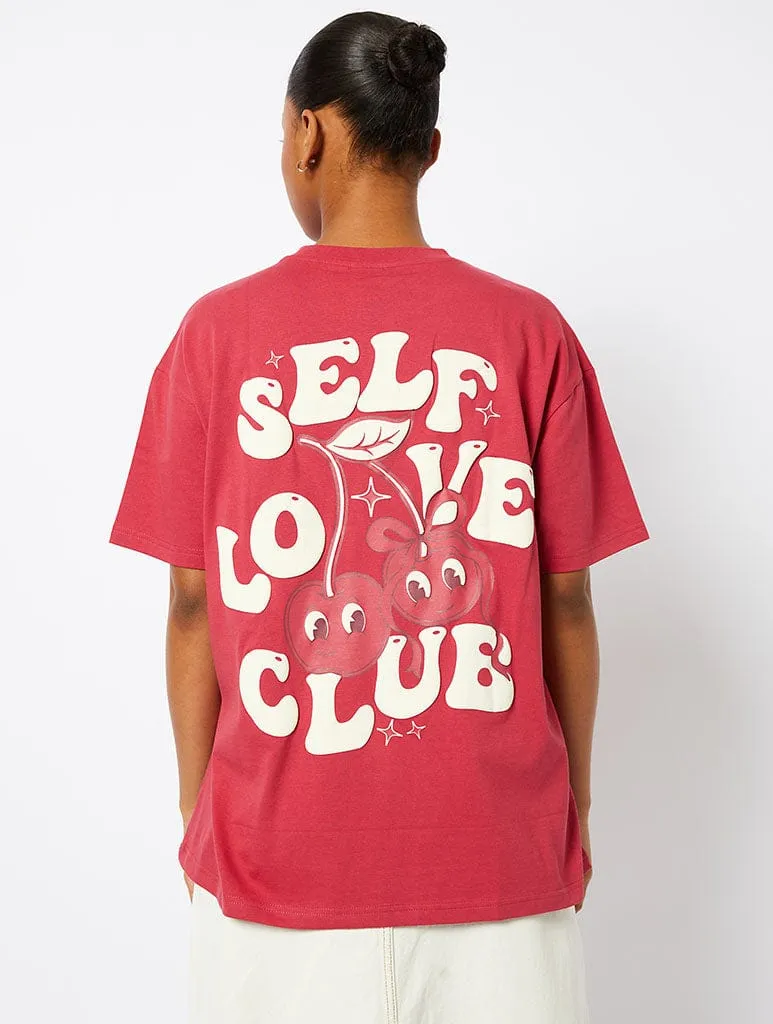 Self Love Club T-Shirt in Pink sold by Skinnydip London