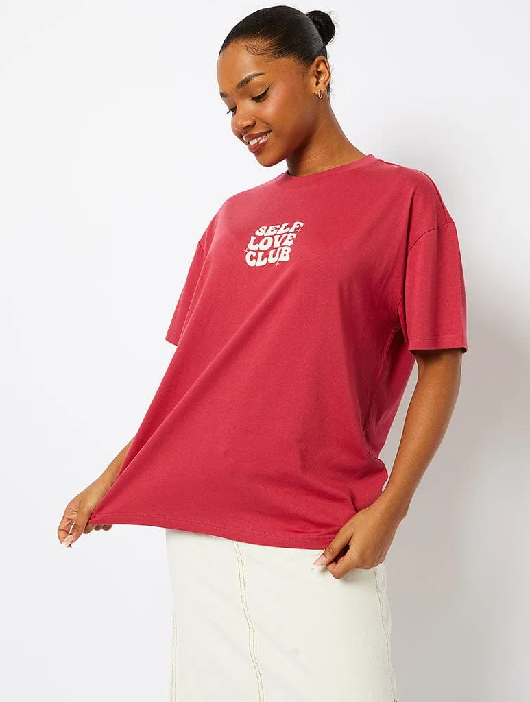Self Love Club T-Shirt in Pink sold by Skinnydip London product image thumbnail 4