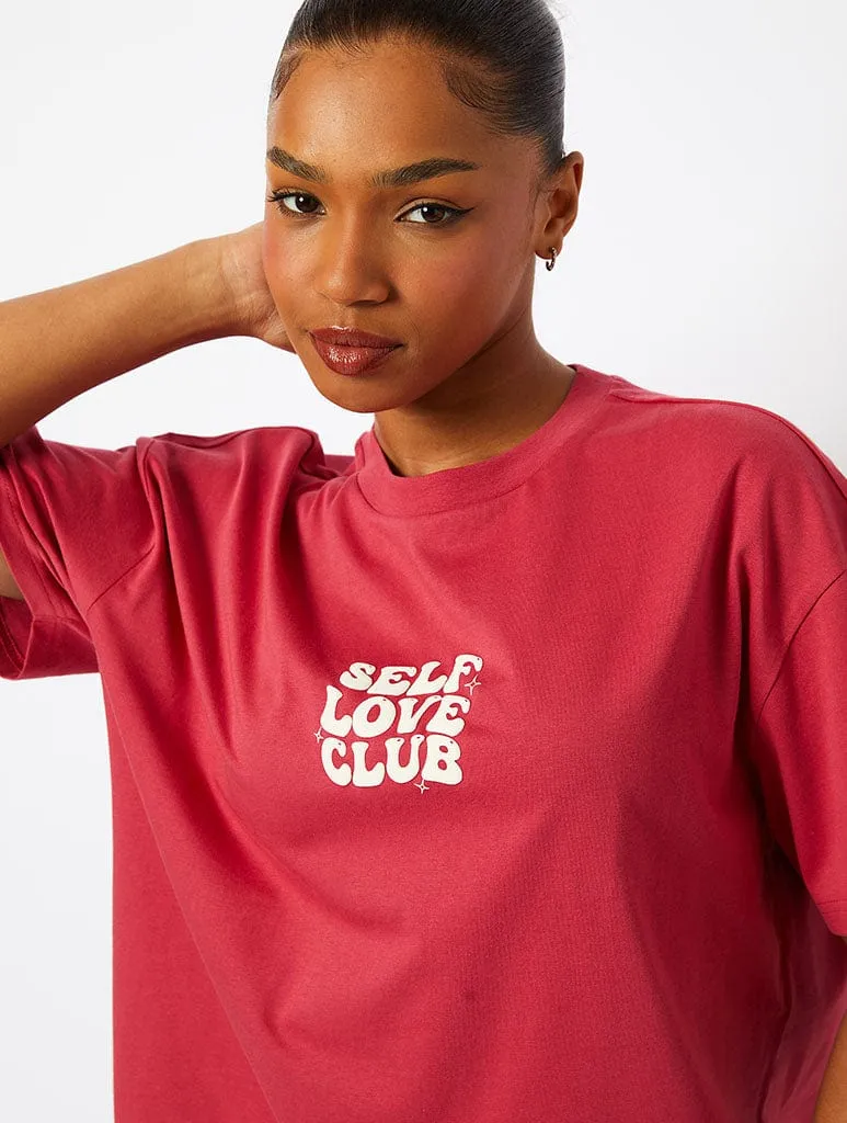 Self Love Club T-Shirt in Pink sold by Skinnydip London product image thumbnail 2