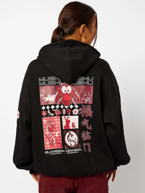 Disney Mulan Mushu Hoodie in Black sold by Skinnydip London