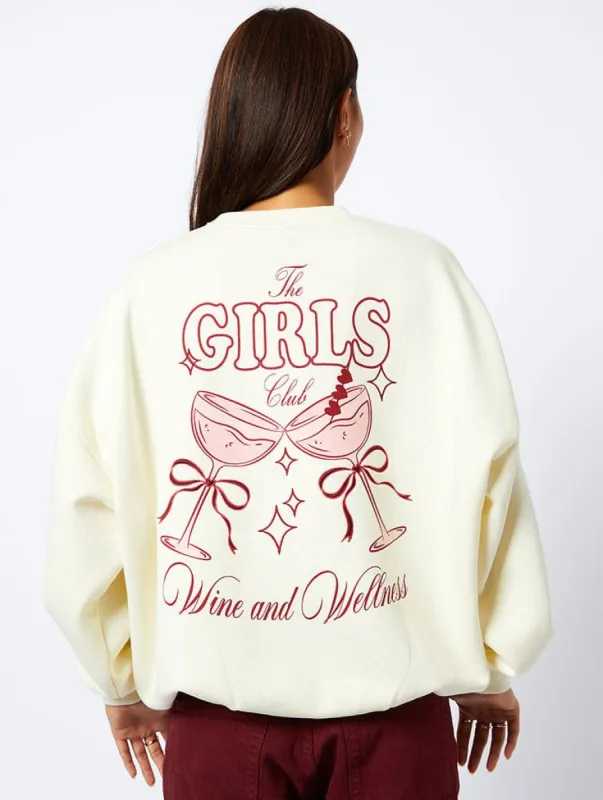 The Girls Club Sweatshirt in Cream sold by Skinnydip London