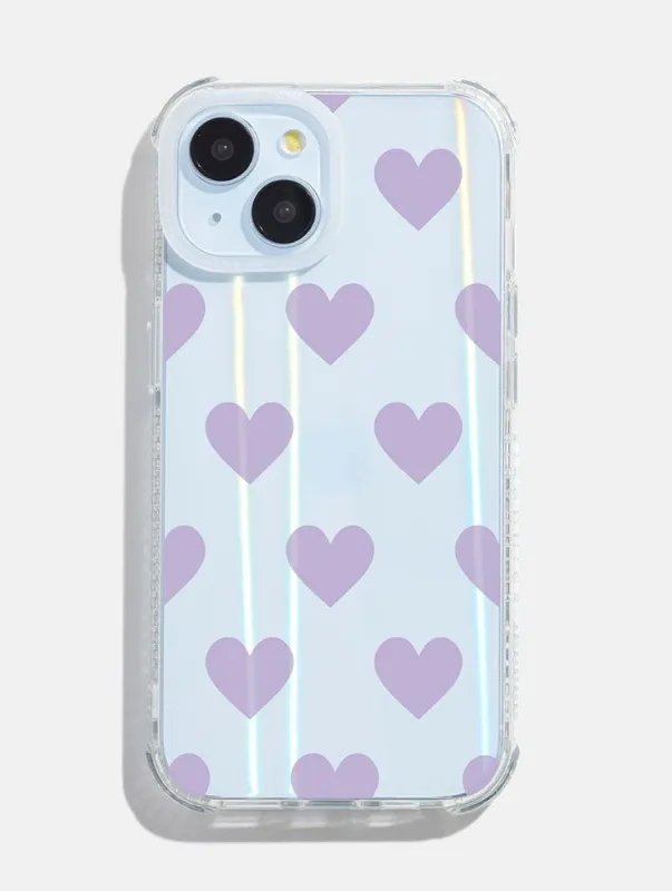 Lilac Heart Holo Shock iPhone Case sold by Skinnydip London