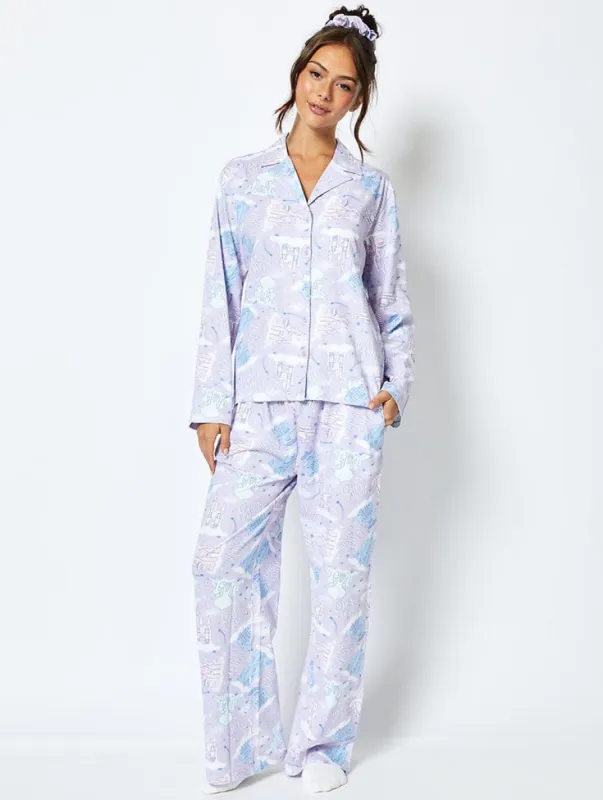 Disney Castle Pyjama Set in Lilac sold by Skinnydip London