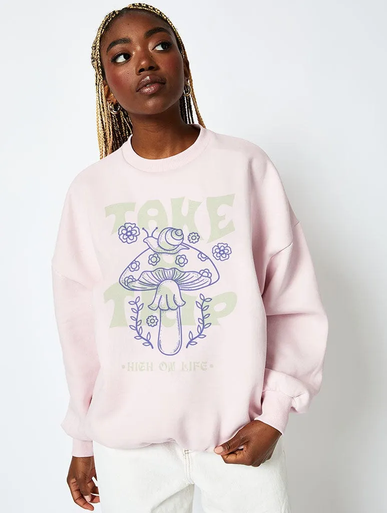Take A Trip Sweatshirt In Pink sold by Skinnydip London