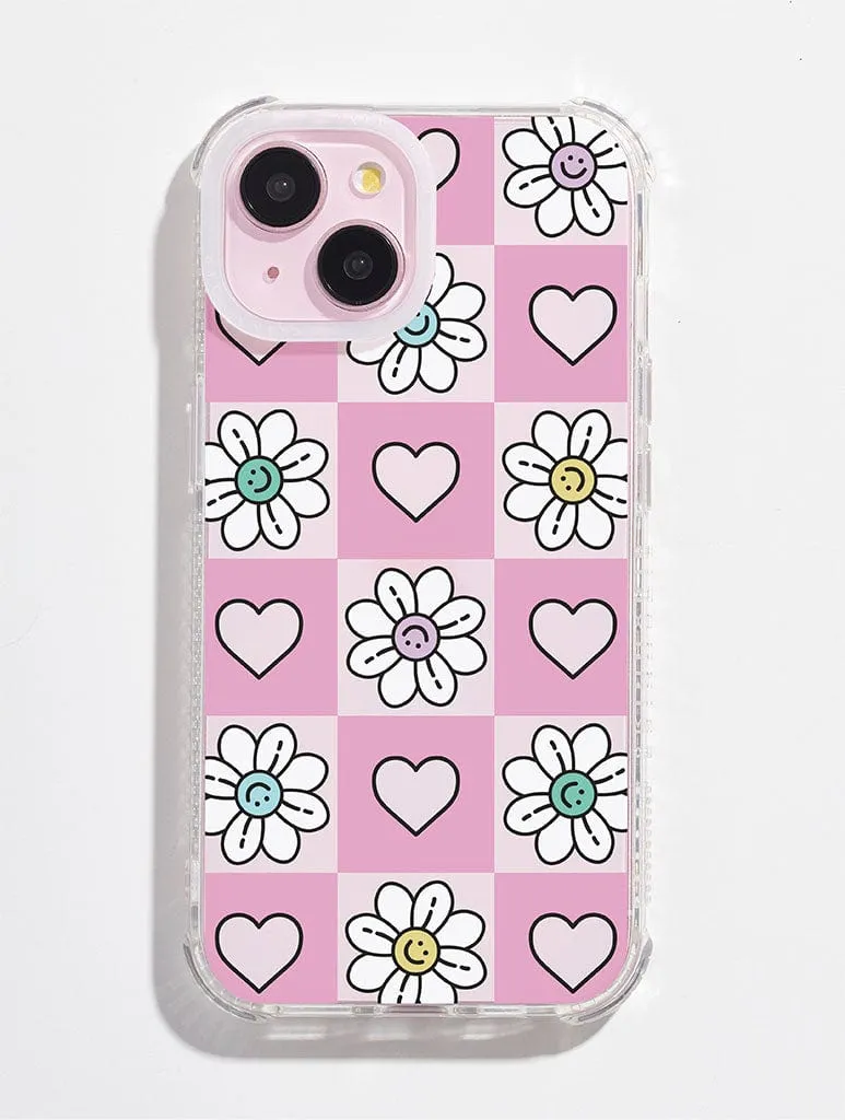 Flower Heart Checked Shock iPhone Case sold by Skinnydip London