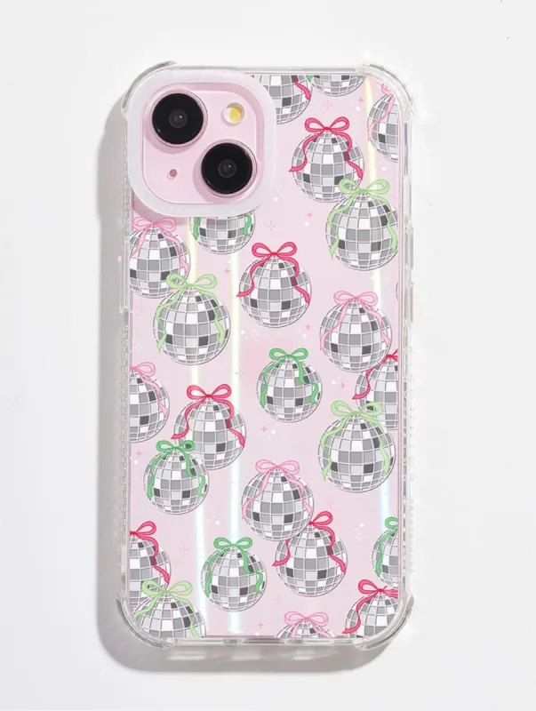Christmas Disco Balls Bow Shock iPhone Case sold by Skinnydip London