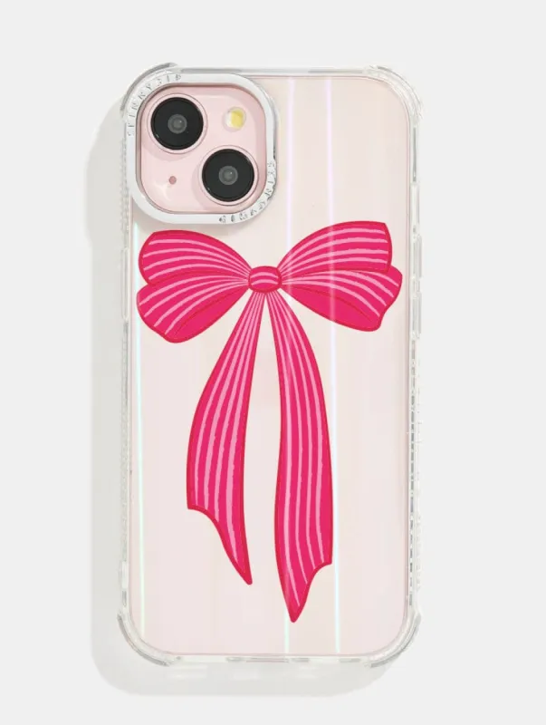 Striped Christmas Single Bow Shock iPhone Case sold by Skinnydip London