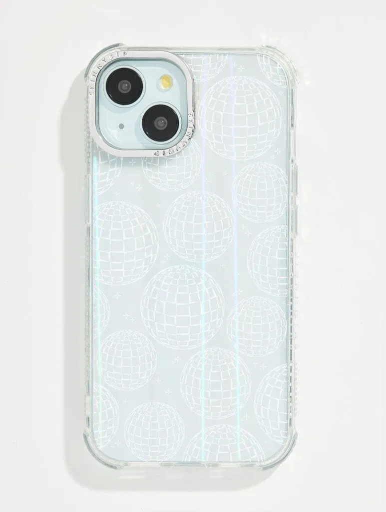 White Minimal Disco Ball Shock iPhone Case sold by Skinnydip London