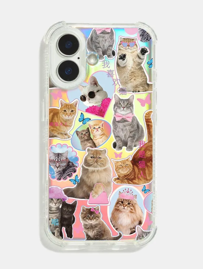 Cat Sticker Holo Foil Shock iPhone Case sold by Skinnydip London