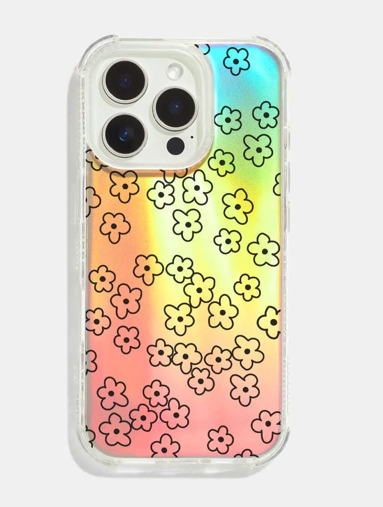 Black Flower Holo Foil Shock iPhone Case sold by Skinnydip London