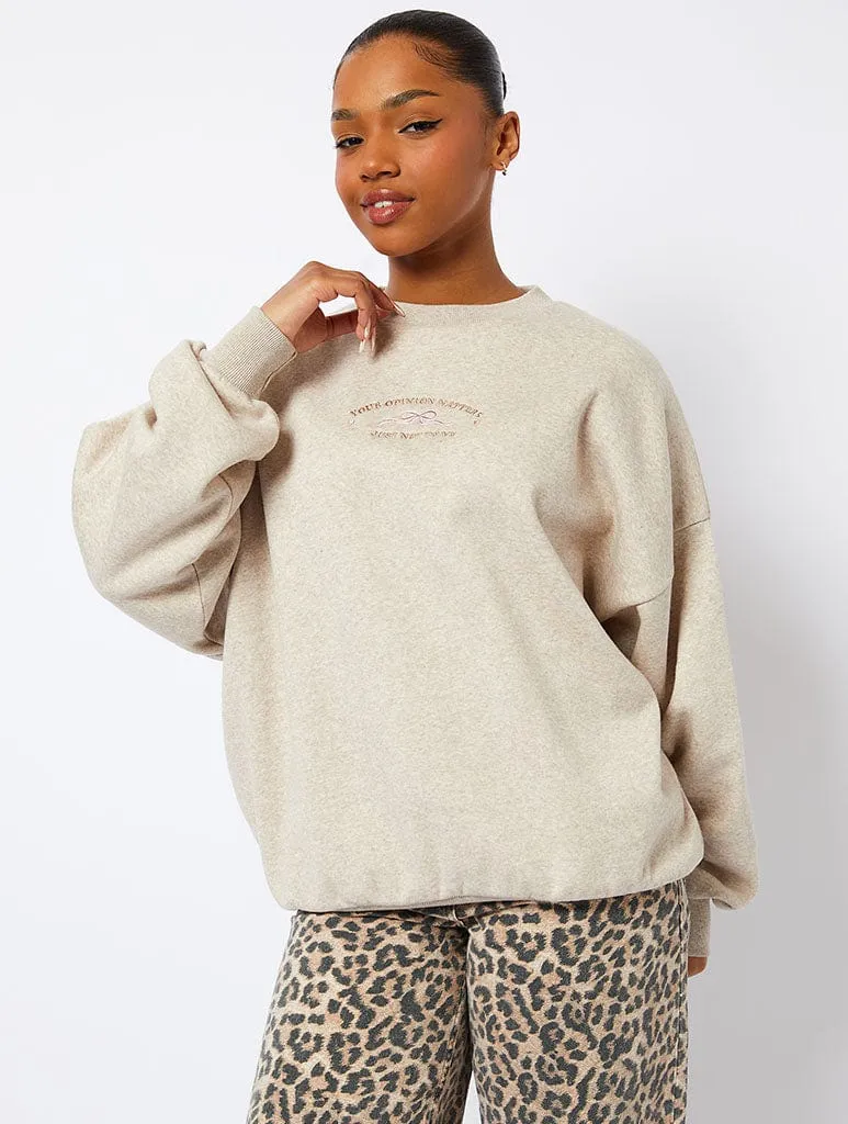 Your Opinions Matter Oatmeal Sweatshirt sold by Skinnydip London product image thumbnail 2