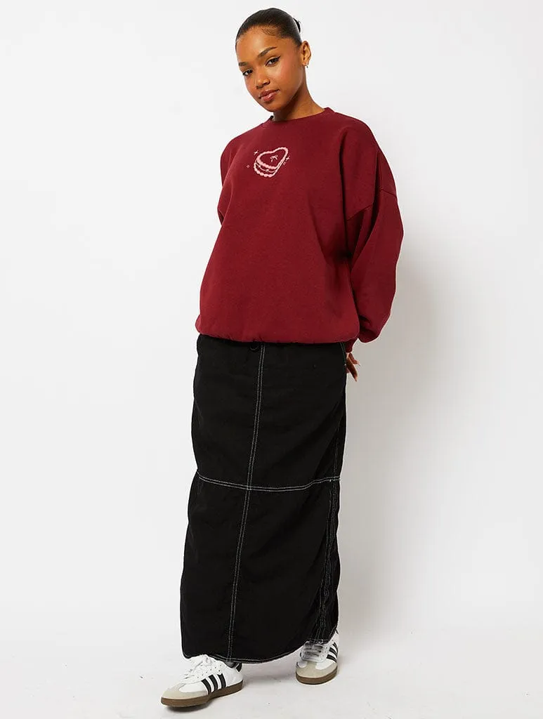 Feed Me Cake Sweatshirt in Burgundy sold by Skinnydip London product image thumbnail 4