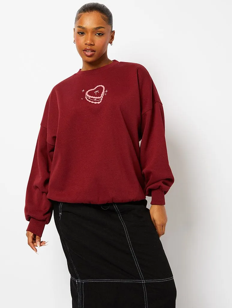 Feed Me Cake Sweatshirt in Burgundy sold by Skinnydip London product image thumbnail 3