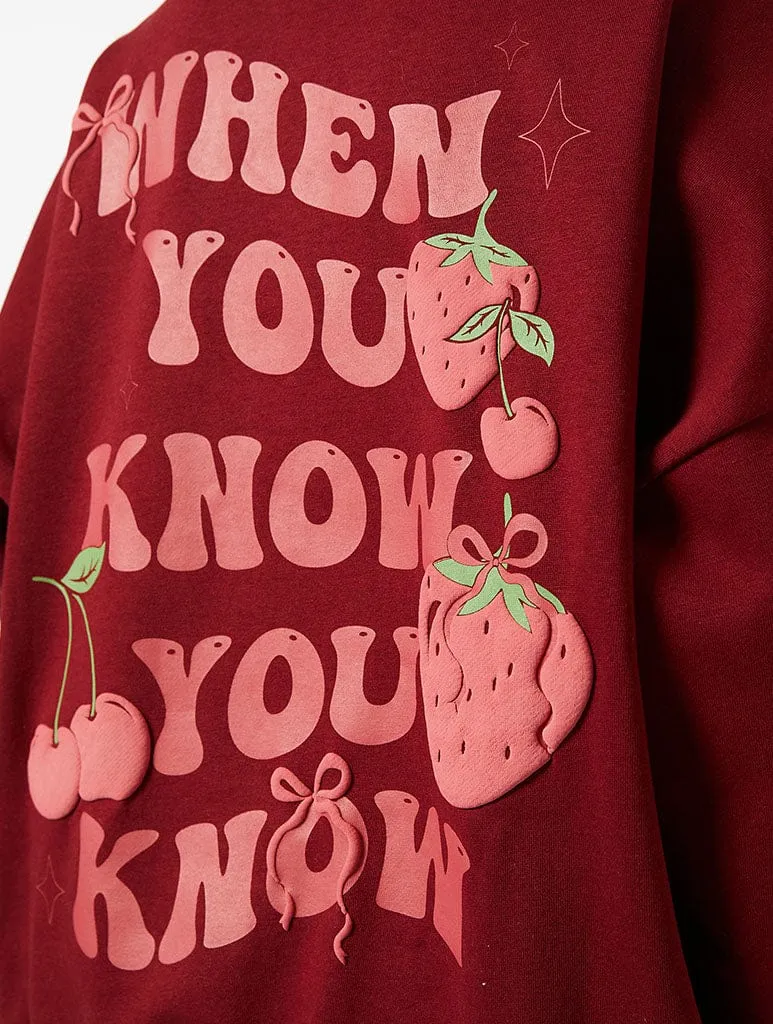 When You Know You Know Sweatshirt in Burgundy sold by Skinnydip London product image thumbnail 5