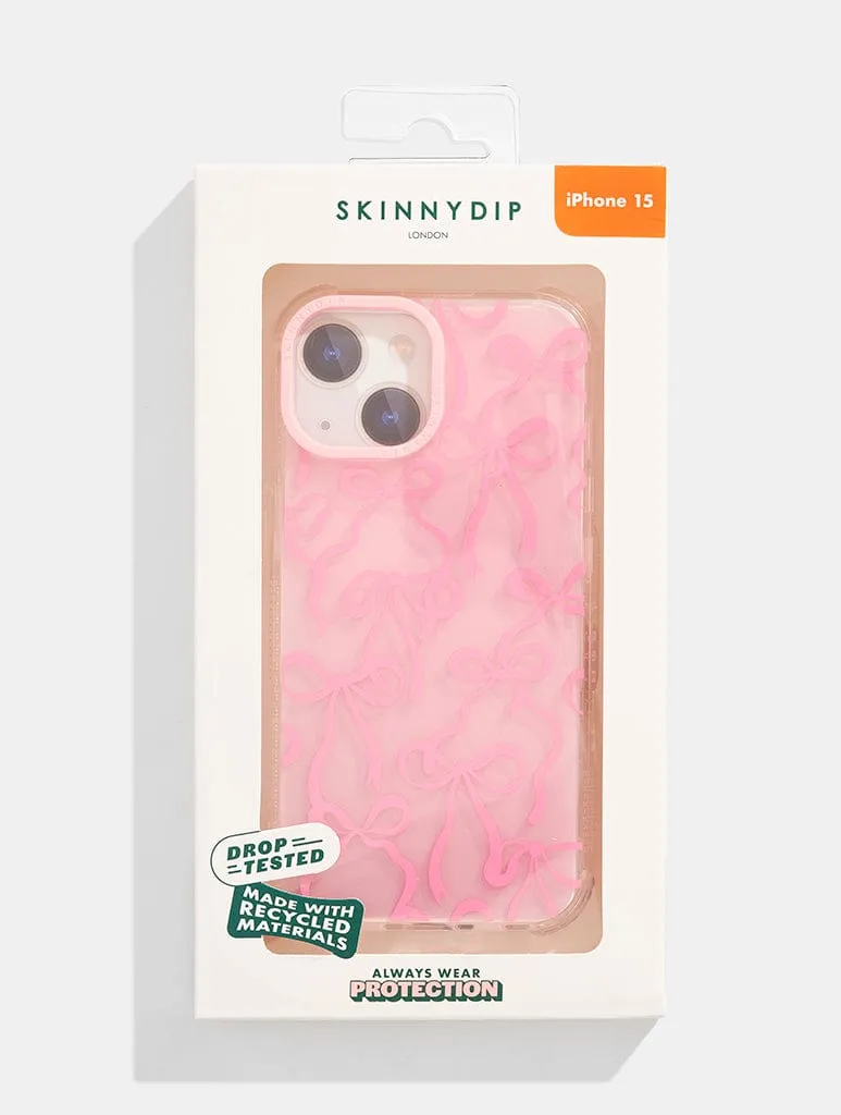 Pink Tinted Bow Shock iPhone Case sold by Skinnydip London product image thumbnail 5