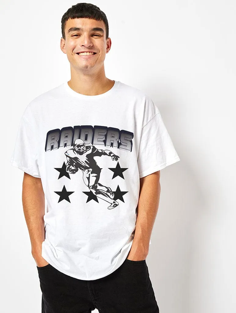 NFL x Skinnydip Raiders Logo T-Shirt in White sold by Skinnydip London