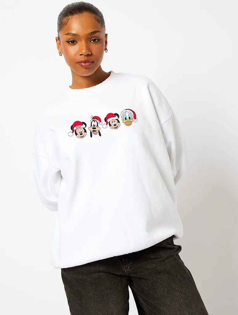 Disney Christmas Faces Sweatshirt in Ecru sold by Skinnydip London
