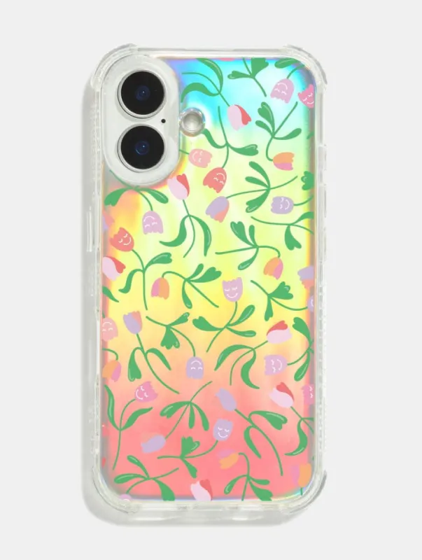 Happy Tulips Holo Foil Shock iPhone Case made by Skinnydip London