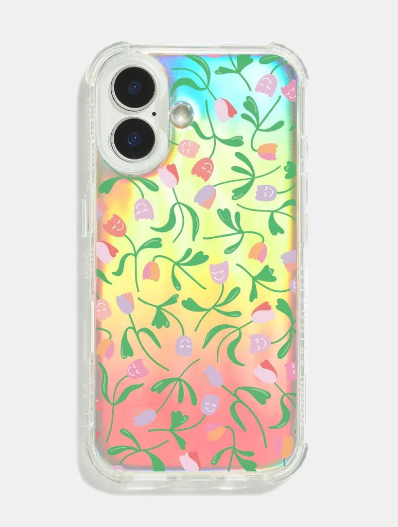 Happy Tulips Holo Foil Shock iPhone Case sold by Skinnydip London