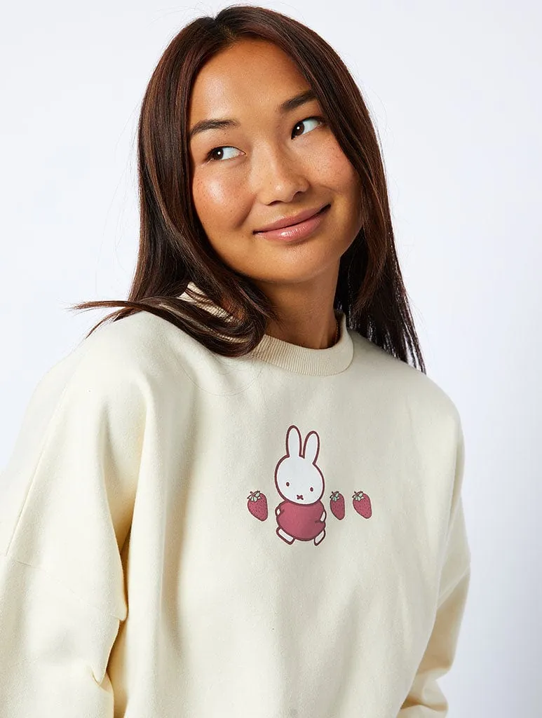 Miffy x Skinnydip Strawberry Sweatshirt in Ecru sold by Skinnydip London product image thumbnail 2