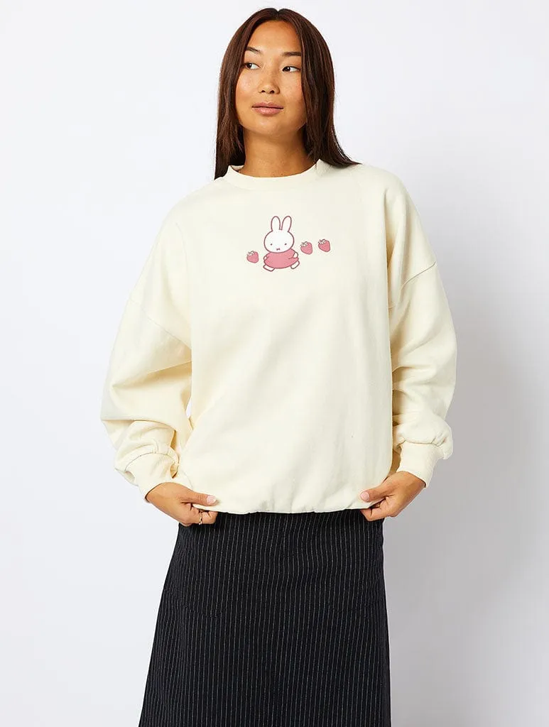 Miffy x Skinnydip Strawberry Sweatshirt in Ecru sold by Skinnydip London product image thumbnail 3