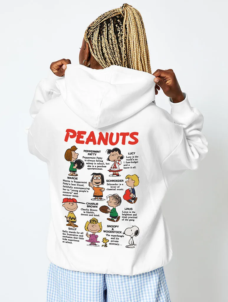 Peanuts x Skinnydip Snoopy Mixed Character Hoodie in Ecru sold by Skinnydip London