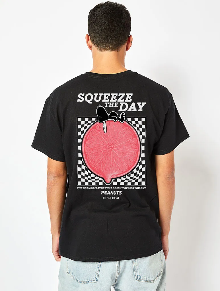 Peanuts x Skinnydip Snoopy Squeeze the Day T-Shirt in Black sold by Skinnydip London product image thumbnail 3